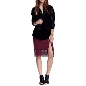 FREE PEOPLE Storyteller Quilt Lace Fall Skirt in shiraz L NWT